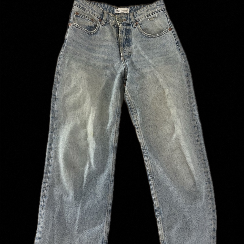 Zara Purple Straight Leg Jeans High-Waisted